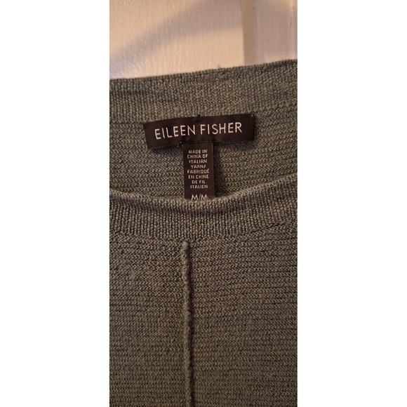 Eileen Fisher Womens Sage Green 100% Merino Wool Ribbed Boxy Crewneck Sweater M - Picture 3 of 4